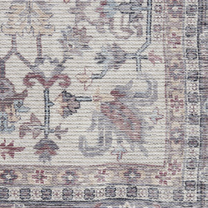 HomeRoots 5' Elegant Grey Oriental Area Rug - Distressed Vintage Style, Soft Chenille, Machine-Washable Design 6' X 9' 505601