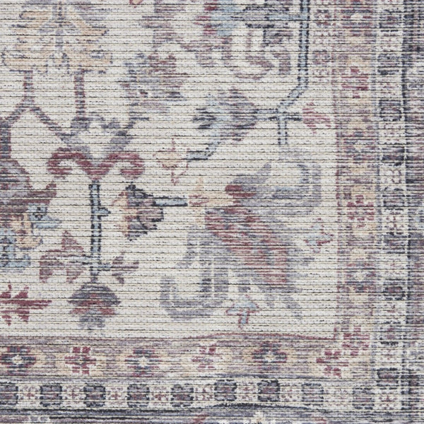 HomeRoots 5' Elegant Grey Oriental Area Rug - Distressed Vintage Style, Soft Chenille, Machine-Washable Design 6' X 9' 505601