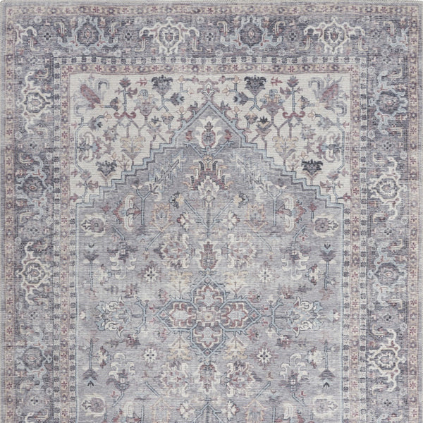 Homeroots 6' X 9' Grey Medallion Distressed Washable Area Rug  Polyester 505601
