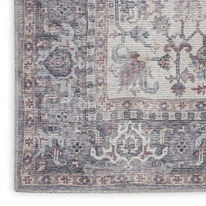 HomeRoots 5' Elegant Grey Oriental Area Rug - Distressed Vintage Style, Soft Chenille, Machine-Washable Design 6' X 9' 505601
