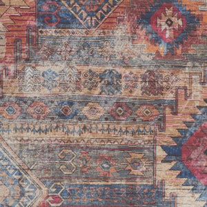Homeroots 6' X 9' Multicolor Southwestern Distressed Washable Area Rug  Polyester 505604