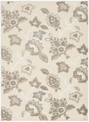 HomeRoots 9' Elegant Beige Floral Area Rug - Stain Resistant, Non-Skid, Perfect for High-Traffic Spaces 5' X 8' 505606