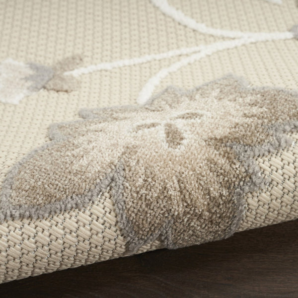 HomeRoots 7' Beige Floral Area Rug - Durable, Non-Skid Indoor/Outdoor Design for Timeless Elegance and Style 7' X 10' 505608