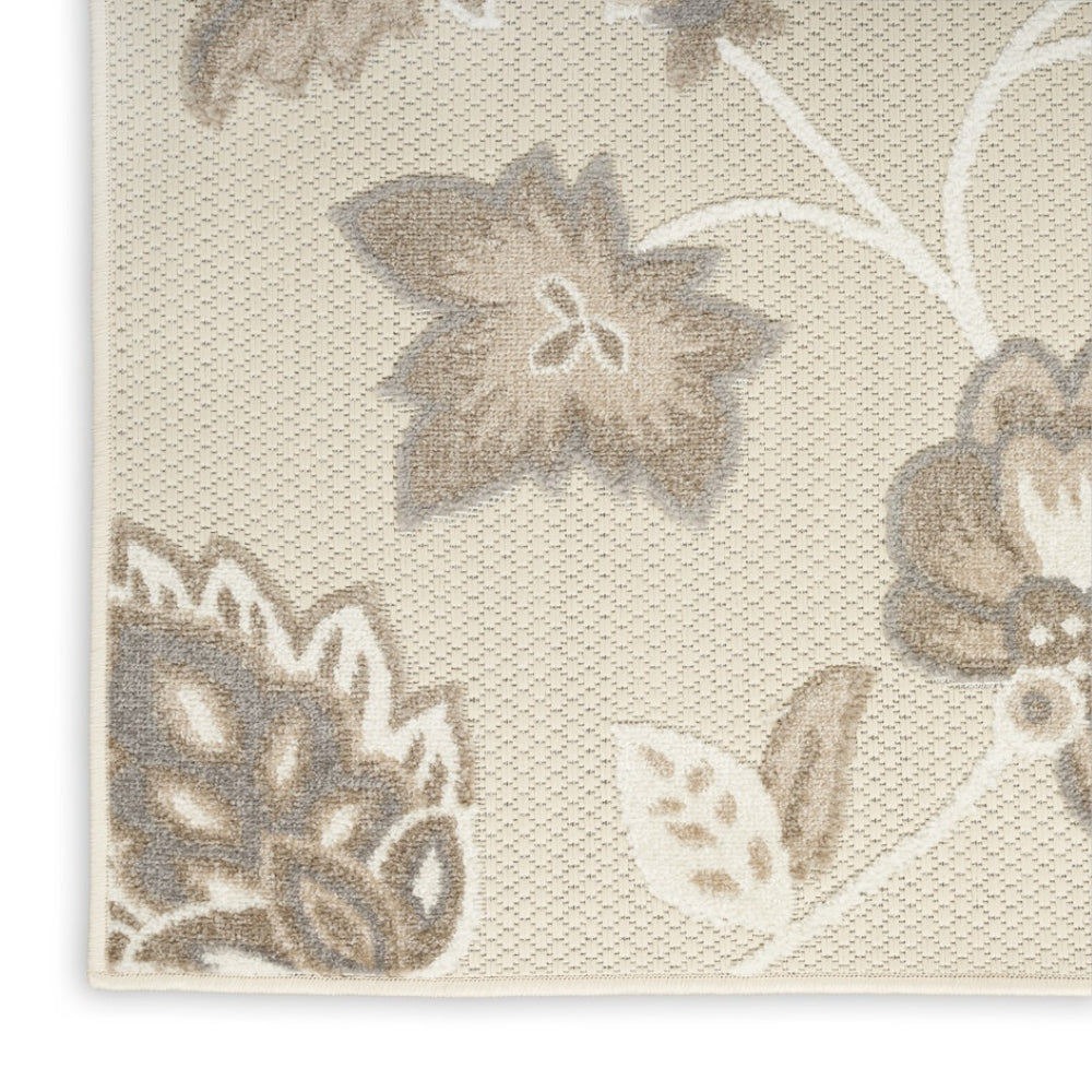 HomeRoots 7' Beige Floral Area Rug - Durable, Non-Skid Indoor/Outdoor Design for Timeless Elegance and Style 7' X 10' 505608