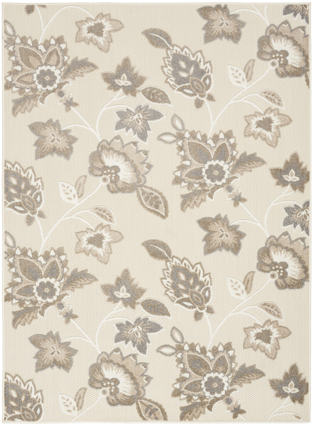 Homeroots 8' X 11' Beige Floral Non Skid Indoor Outdoor Area Rug  Polypropylene 505609