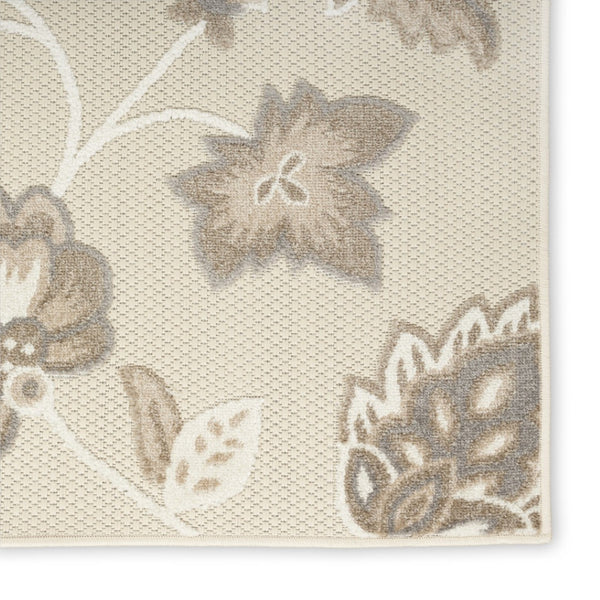 HomeRoots 7' Beige Floral Area Rug - Durable, Non-Skid Indoor/Outdoor Design for Timeless Elegance and Style 8' X 11' 505609