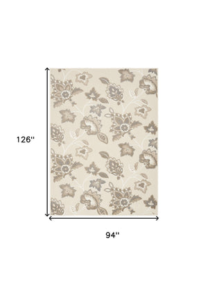 Homeroots 8' X 11' Beige Floral Non Skid Indoor Outdoor Area Rug  Polypropylene 505609