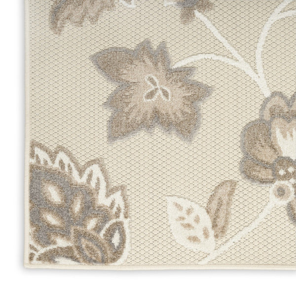 HomeRoots 7' Beige Floral Area Rug - Durable, Non-Skid Indoor/Outdoor Design for Timeless Elegance and Style 8' X 11' 505609