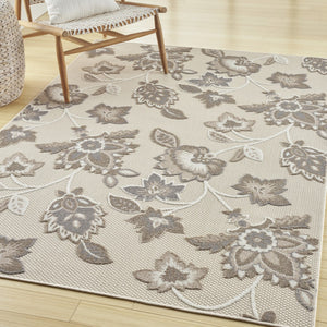 HomeRoots 7' Beige Floral Area Rug - Durable, Non-Skid Indoor/Outdoor Design for Timeless Elegance and Style 8' X 11' 505609