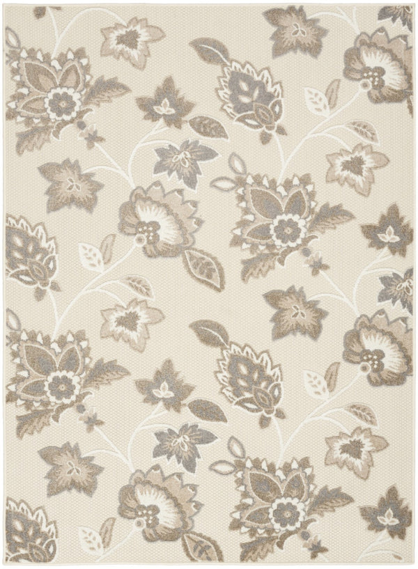 HomeRoots 7' Beige Floral Area Rug - Durable, Non-Skid Indoor/Outdoor Design for Timeless Elegance and Style 8' X 11' 505609