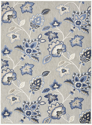 Homeroots 7' X 10' Blue And Grey Floral Stain Resistant Non Skid Area Rug  Polypropylene 505611