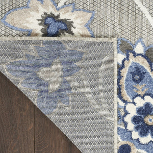 Homeroots 4' Blue And Grey Floral Area Rug - Stain Resistant, Non-skid, Perfect For Kids And Pets' Spaces 4' X 6' Polypropylene 505612