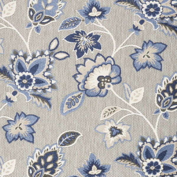 Homeroots 4' Blue And Grey Floral Area Rug - Stain Resistant, Non-skid, Perfect For Kids And Pets' Spaces 4' X 6' Polypropylene 505612