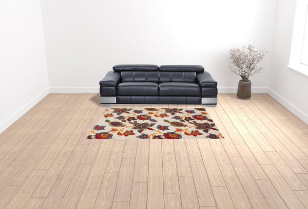 HomeRoots 9' Multicolor Floral Area Rug - Stain Resistant, Non-Skid Backing, Perfect for High-Traffic Homes 6' X 9' 505615