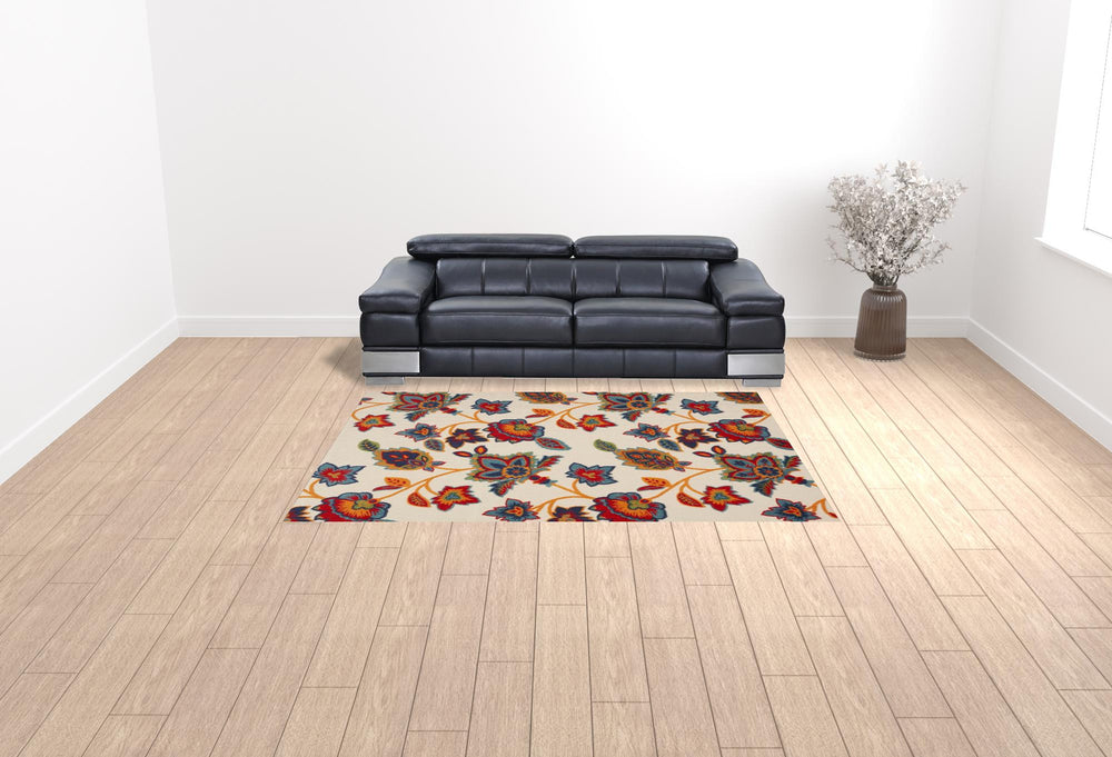 Homeroots 7' X 10' Multicolor Floral Stain Resistant Non Skid Area Rug  Polypropylene 505616