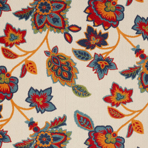 Homeroots 4' Gray Blue & Orange Floral Non-skid Area Rug - Durable Indoor/Outdoor Design For High Traffic Areas 4' X 6' Polypropylene 505617