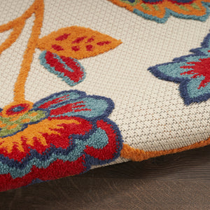 Homeroots 5' X 8' Gray Blue And Orange Floral Non Skid Indoor Outdoor Area Rug  Polypropylene 505618