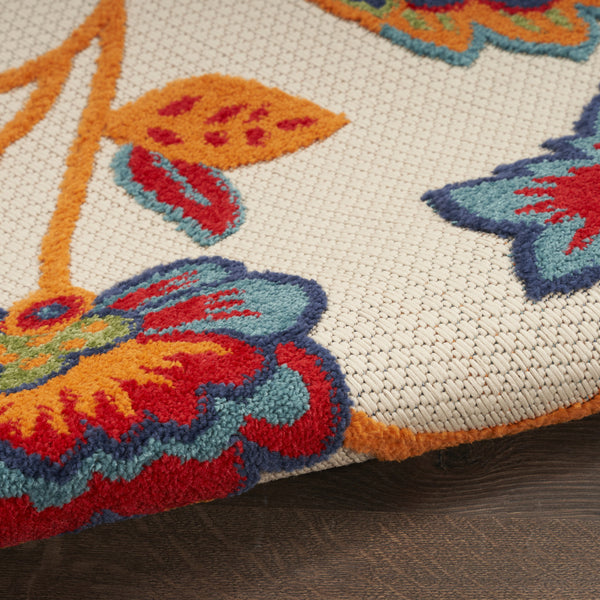 Homeroots 5' X 8' Gray Blue And Orange Floral Non Skid Indoor Outdoor Area Rug  Polypropylene 505618