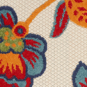 HomeRoots 5' Non Skid Indoor Outdoor Area Rug in Gray Blue Orange Floral Design for Versatile Home Style 5' X 8' 505618