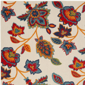 Homeroots 5' X 8' Gray Blue And Orange Floral Non Skid Indoor Outdoor Area Rug  Polypropylene 505618