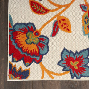HomeRoots 5' Non Skid Indoor Outdoor Area Rug in Gray Blue Orange Floral Design for Versatile Home Style 8' X 11' 505619