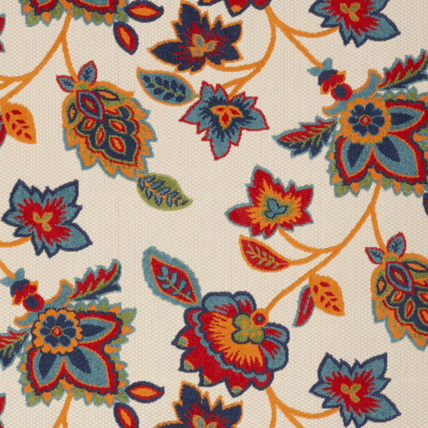 Homeroots 8' X 11' Gray Blue And Orange Floral Non Skid Indoor Outdoor Area Rug  Polypropylene 505619