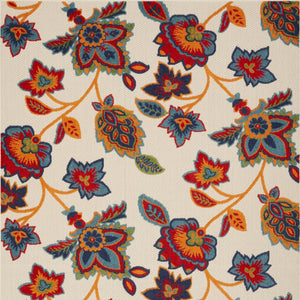 Homeroots 8' X 11' Gray Blue And Orange Floral Non Skid Indoor Outdoor Area Rug  Polypropylene 505619