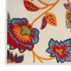 HomeRoots 5' Non Skid Indoor Outdoor Area Rug in Gray Blue Orange Floral Design for Versatile Home Style 8' X 11' 505619