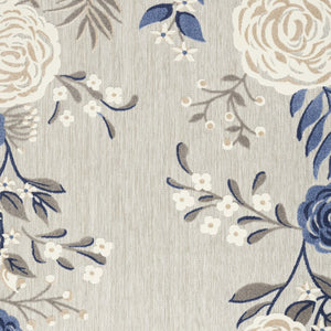 Homeroots 6' X 9' Blue And Grey Floral Stain Resistant Non Skid Area Rug  Polypropylene 505620