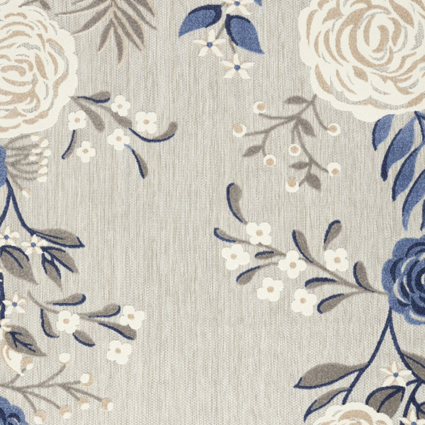 Homeroots 6' X 9' Blue And Grey Floral Stain Resistant Non Skid Area Rug  Polypropylene 505620