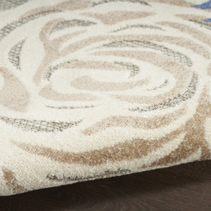 Homeroots 7' X 10' Blue And Grey Floral Stain Resistant Non Skid Area Rug  Polypropylene 505621