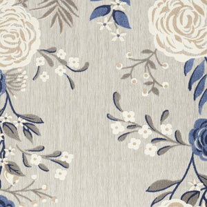 Homeroots 7' X 10' Blue And Grey Floral Stain Resistant Non Skid Area Rug  Polypropylene 505621