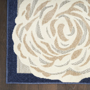 HomeRoots 8' Blue and Gray Floral Non-Skid Area Rug - Durable, Stylish, Indoor/Outdoor Solution for Homes 8' X 11' Rectangle 505624