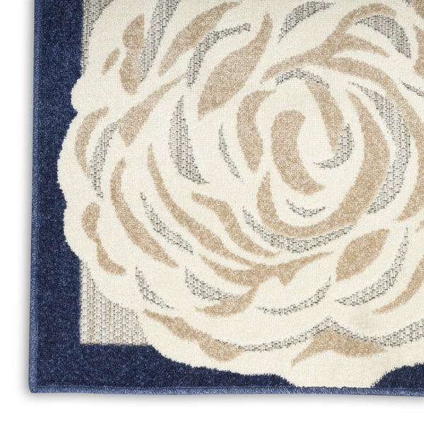 HomeRoots 8' Blue and Gray Floral Non-Skid Area Rug - Durable, Stylish, Indoor/Outdoor Solution for Homes 8' X 11' Rectangle 505624
