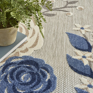 HomeRoots 8' Blue and Gray Floral Non-Skid Area Rug - Durable, Stylish, Indoor/Outdoor Solution for Homes 8' X 11' Rectangle 505624