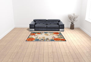 HomeRoots 9' Multicolor Floral Area Rug – Stain Resistant, Non-Skid Backing for High-Traffic Spaces, Durable Style 6' X 9' 505625
