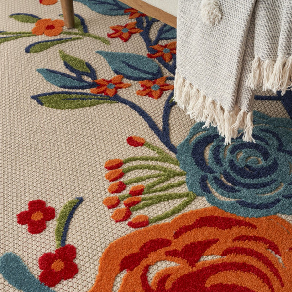HomeRoots 9' Multicolor Floral Area Rug – Stain Resistant, Non-Skid Backing for High-Traffic Spaces, Durable Style 6' X 9' 505625