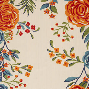 Homeroots 8' X 11' Ivory Blue And Orange Floral Non Skid Indoor Outdoor Area Rug  Polypropylene 505629