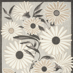 HomeRoots 7' Beige Floral Area Rug – Non-Skid, Stain-Resistant, Indoor/Outdoor Versatile Design for Any Space 7' X 10' 505630