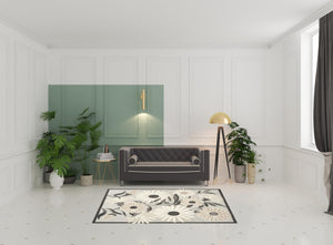 Homeroots 5' X 8' Beige Floral Stain Resistant Non Skid Area Rug  Polypropylene 505633