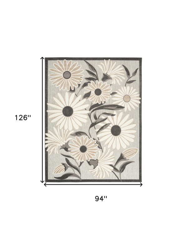Homeroots 8' X 11' Beige Floral Non Skid Indoor Outdoor Area Rug  Polypropylene 505634