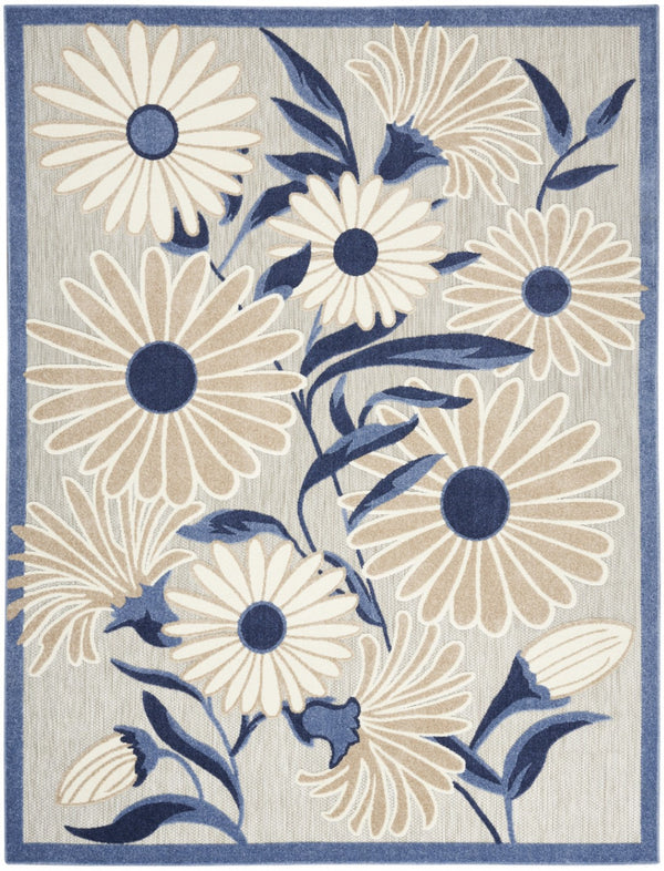 HomeRoots 6' Blue and Grey Floral Area Rug - Stain Resistant, Non-Skid, Perfect for Busy Homes and Stylish Decor 6' X 9' 505640