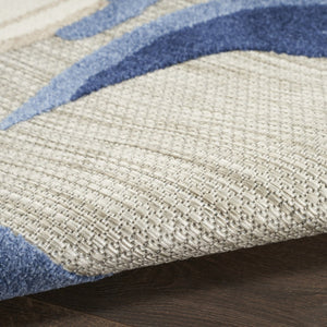 HomeRoots 6' Blue and Grey Floral Area Rug - Stain Resistant, Non-Skid, Perfect for Busy Homes and Stylish Decor 7' X 10' 505641