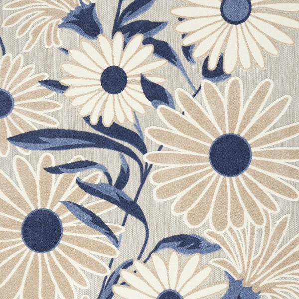 Homeroots 4' X 6' Blue And Grey Floral Area Rug - Stain Resistant, Non-skid Design For Homes With Kids & Pets 4' X 6' Polypropylene 505642