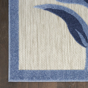 HomeRoots 9' Blue and Gray Floral Area Rug - Durable Non-Skid Indoor Outdoor Design for Stylish Living Spaces 5' X 8' 505643