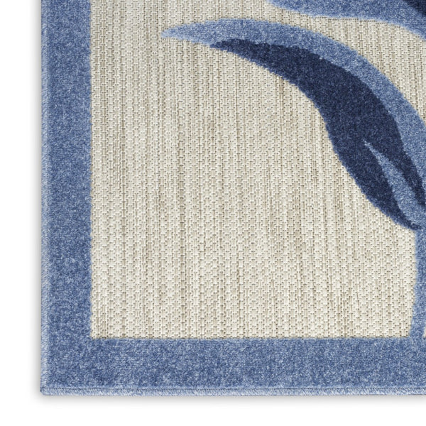 HomeRoots 9' Blue and Gray Floral Area Rug - Durable Non-Skid Indoor Outdoor Design for Stylish Living Spaces 5' X 8' 505643