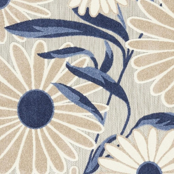 HomeRoots 9' Blue and Gray Floral Area Rug - Durable Non-Skid Indoor Outdoor Design for Stylish Living Spaces 5' X 8' 505643