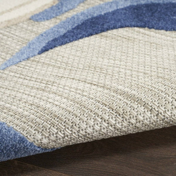 HomeRoots 9' Blue and Gray Floral Area Rug - Durable Non-Skid Indoor Outdoor Design for Stylish Living Spaces 8' X 11' 505644