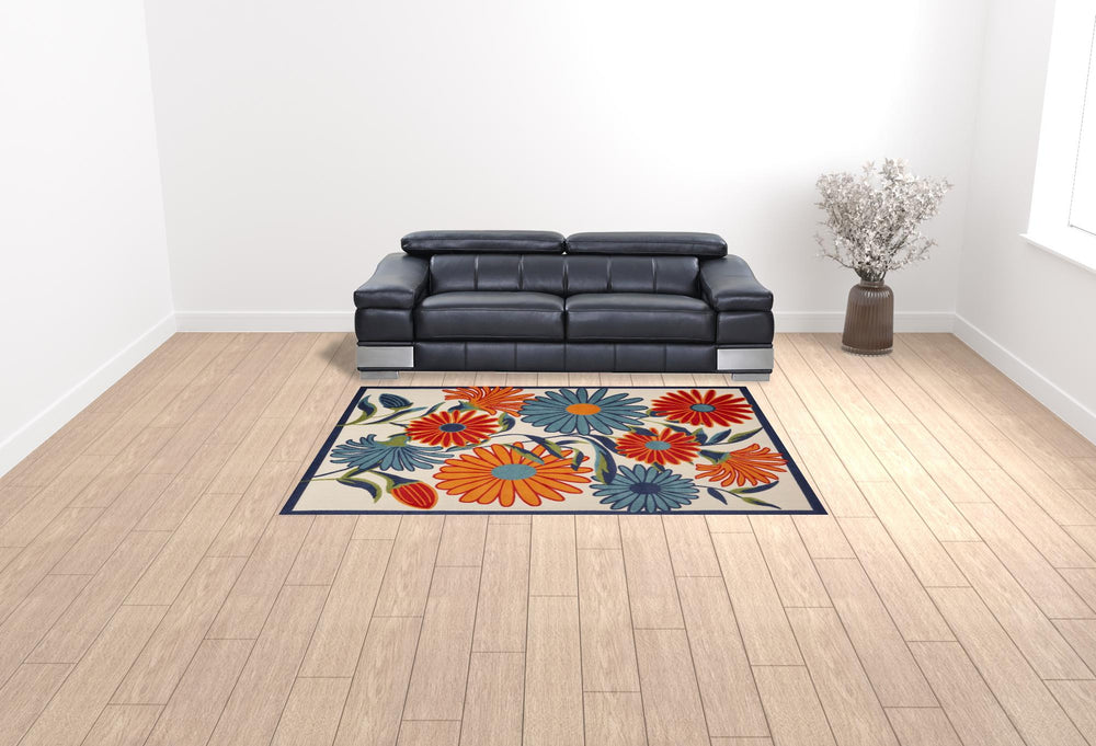 Homeroots 7' X 10' Multicolor Floral Stain Resistant Non Skid Area Rug  Polypropylene 505646