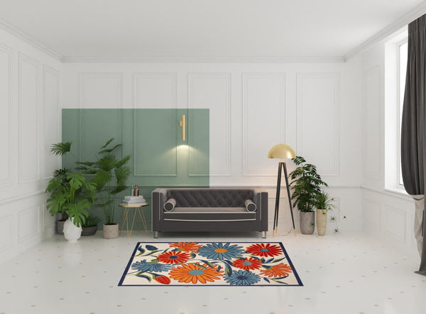 HomeRoots 9' Multicolor Floral Area Rug – Stain Resistant, Non-Skid Design for Stylish, Durable Living Spaces 5' X 8' 505648
